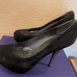Stuart Weitzman Black Suede Platform Heels